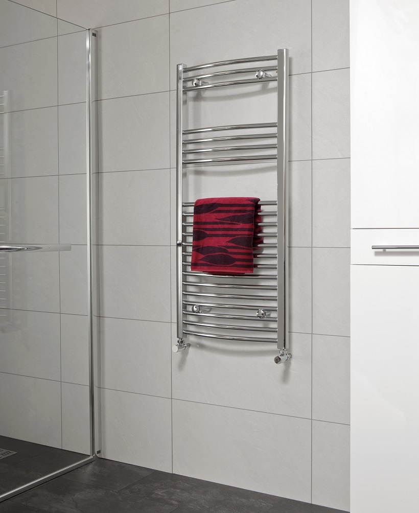 Sonas 1200 x 500 Curved Towel Rail - Chrome