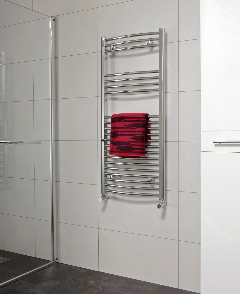 Sonas 1200 x 600 Curved Towel Rail - Chrome