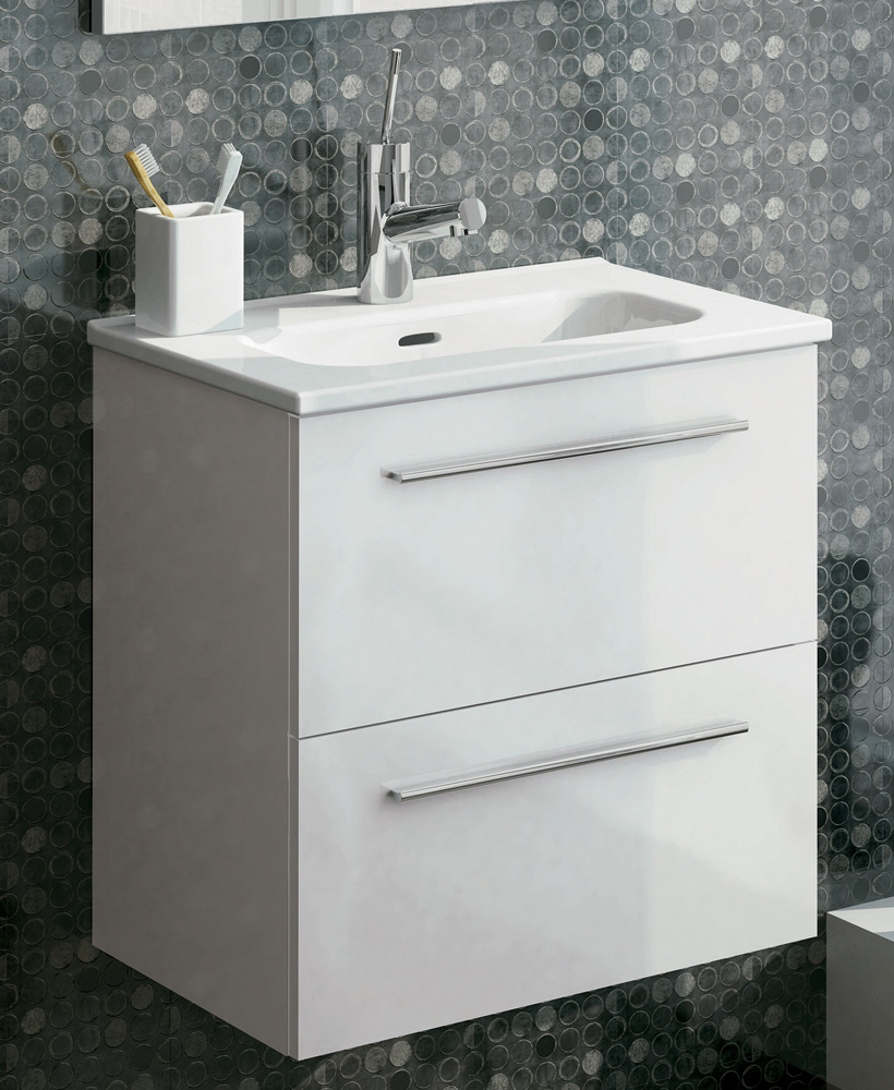 Paris 50cm Gloss White Wall Hung 2 Drawer Vanity Unit