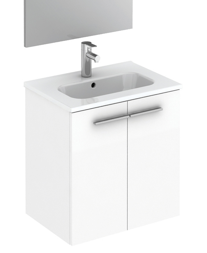 Paris 50cm Gloss White Wall Hung 2 Door Vanity Unit