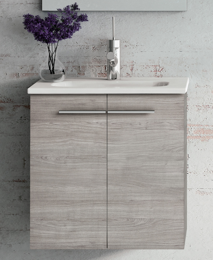 Paris 50cm Sandy Grey Wall Hung 2 Door Vanity Unit