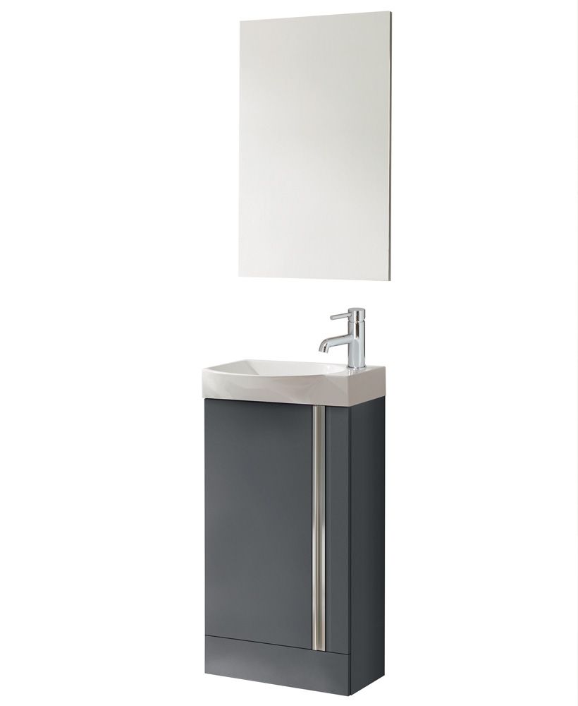 Prague Gloss Grey 45cm Floor Standing Vanity Unit