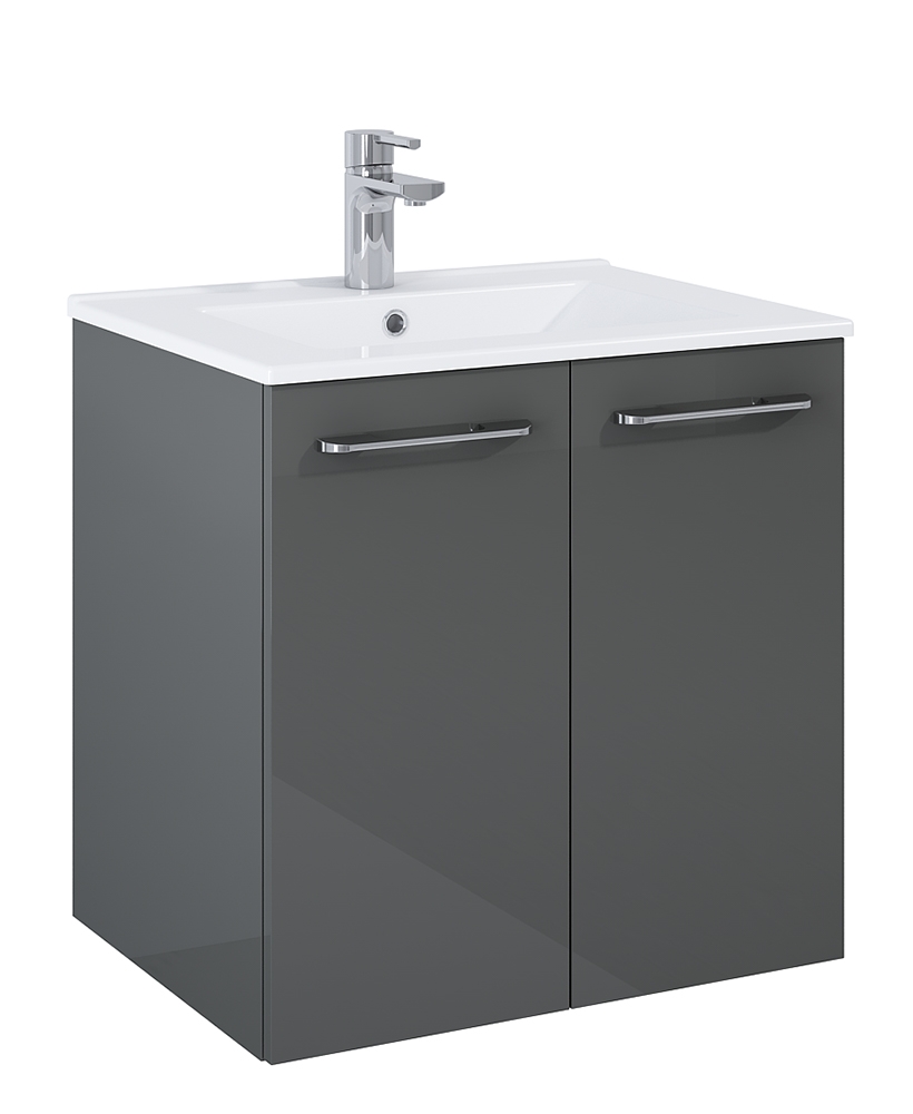 Otto Plus Gloss Grey 60cm 2 Door Wall Hung Vanity Unit - D39cm