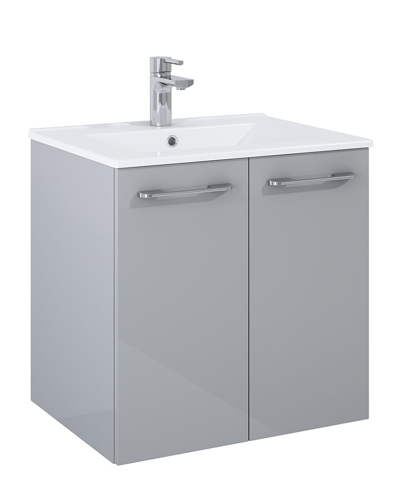 Otto Plus Gloss Light Grey 60cm 2 Door Wall Hung Vanity Unit - D39cm