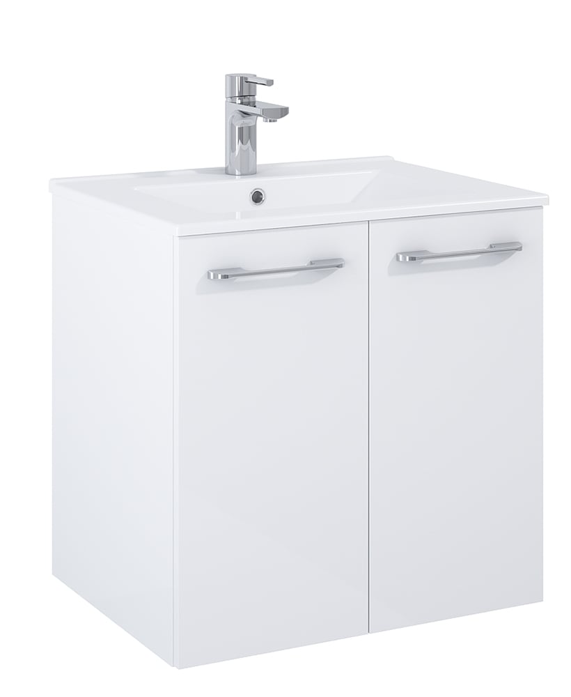 Otto Plus Gloss White 60cm 2 Door Wall Hung Vanity Unit - D39cm