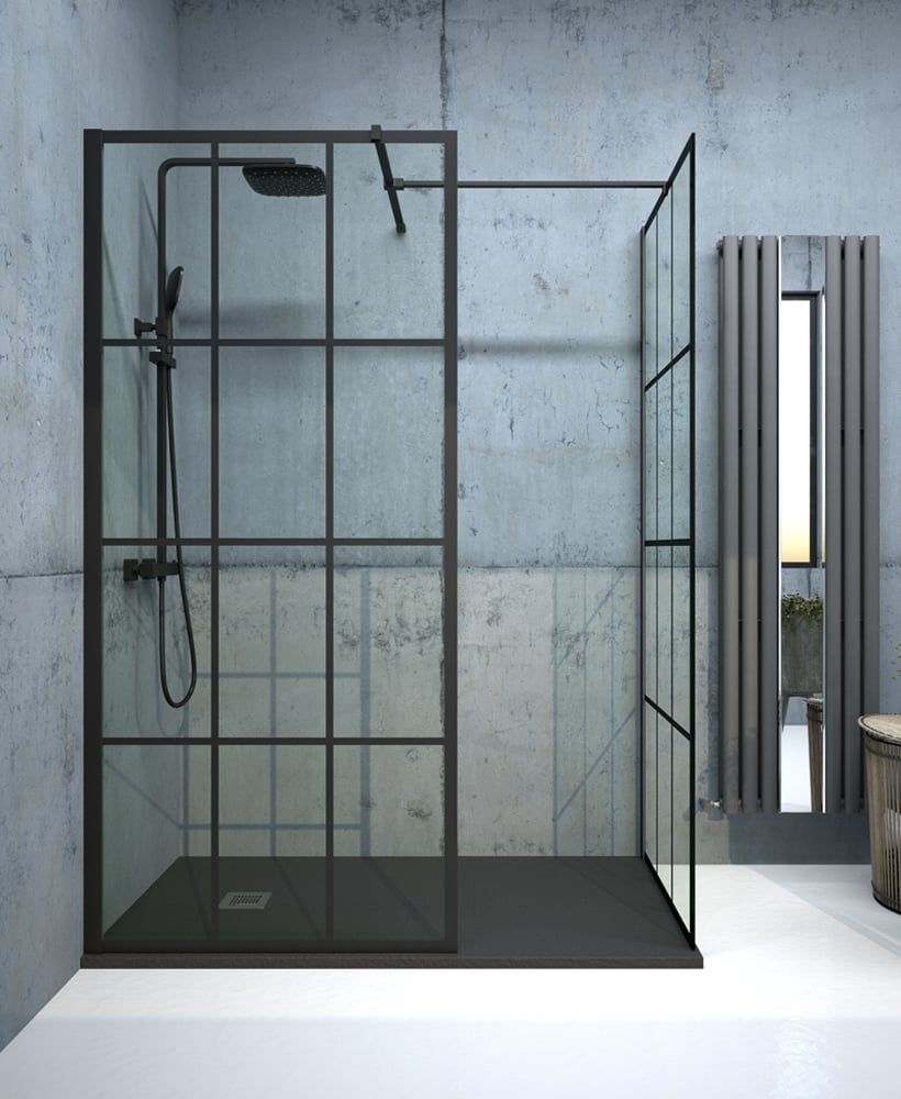 Aspect Black Trellis 1000mm Wetroom Panel