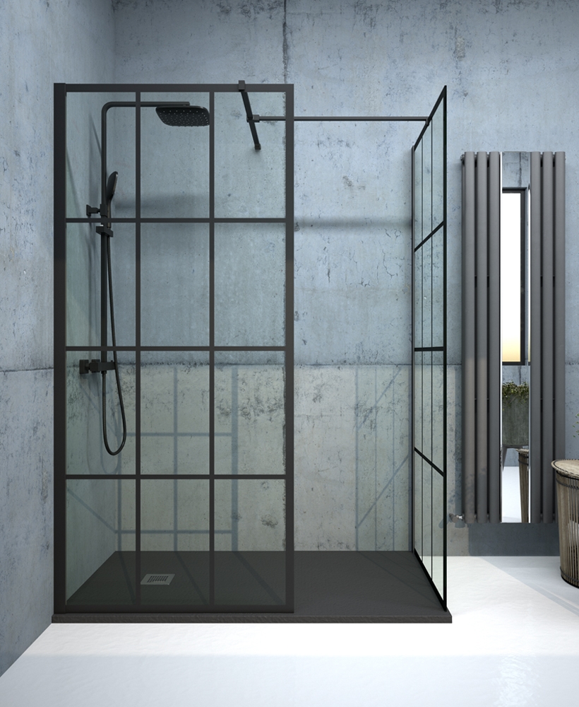 Aspect Black Trellis 900mm Wetroom Panel