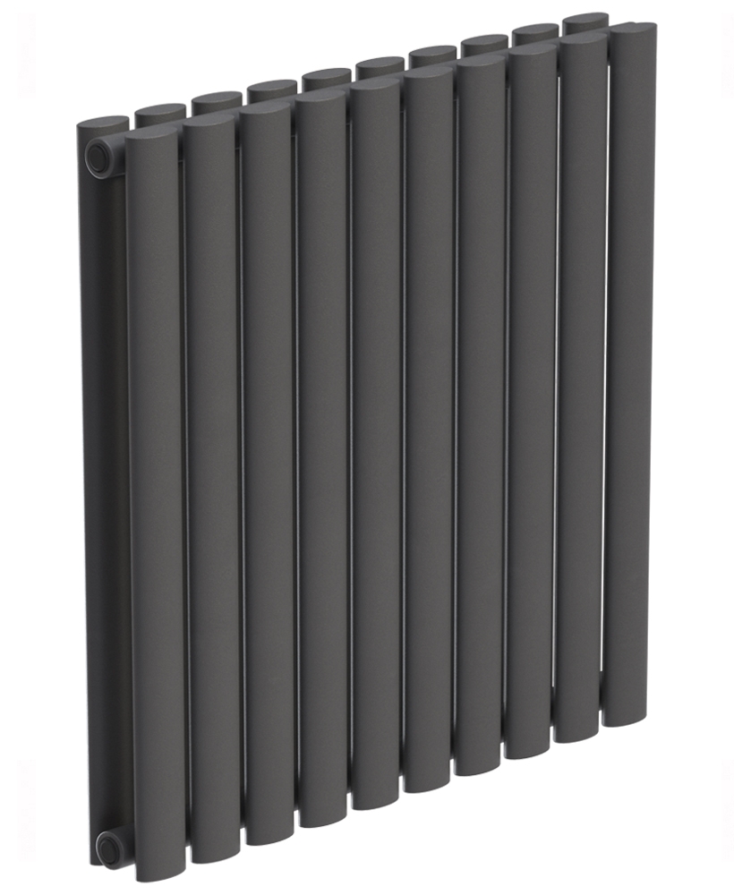 Amura Elliptical Tube Horizontal Designer Radiator 600 x 600 Double Panel Anthracite