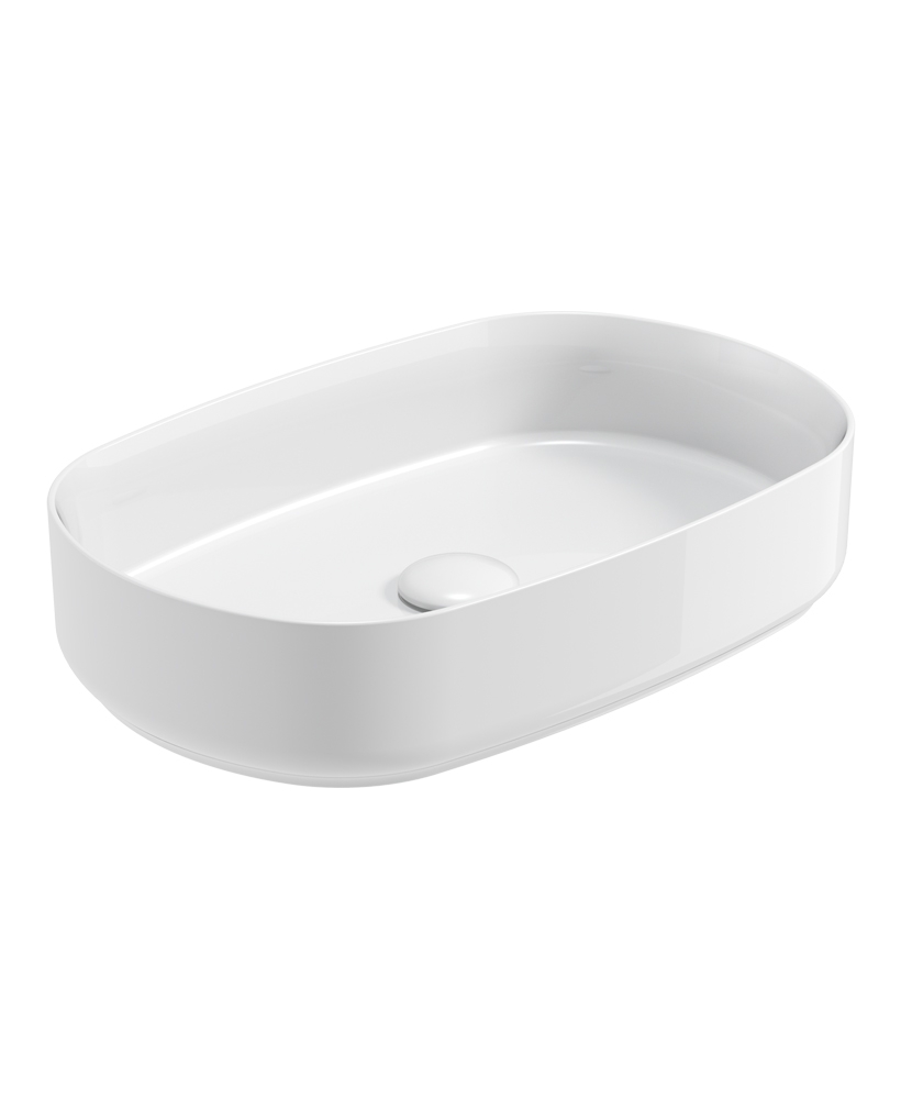 Avanti Oval 55cm Vessel Basin with Ceramic Click Clack Waste - Ceramic White