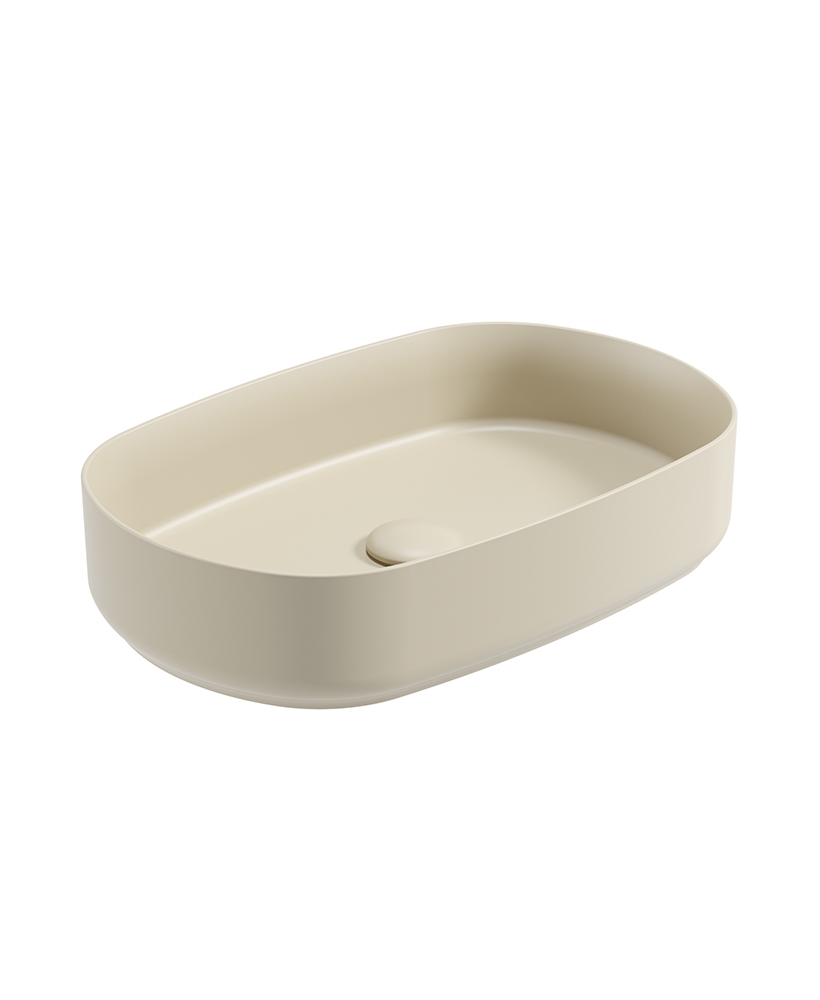 Avanti Oval 55cm Vessel Basin with Ceramic Click Clack Waste - Ivory