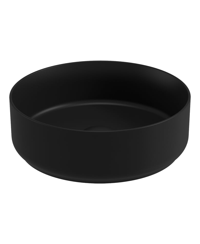 Avanti Round 36cm Vessel Basin with Ceramic Click Clack Waste - Carbon Black