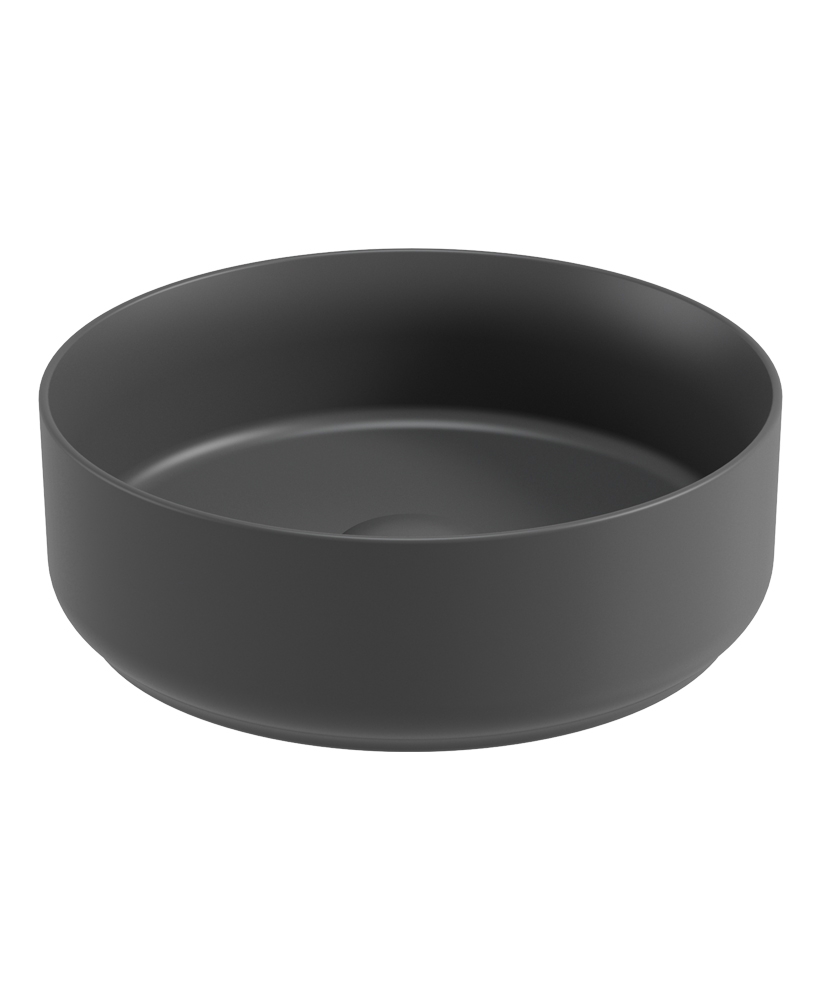 Avanti Round 36cm Vessel Basin with Ceramic Click Clack Waste - Charcoal Grey