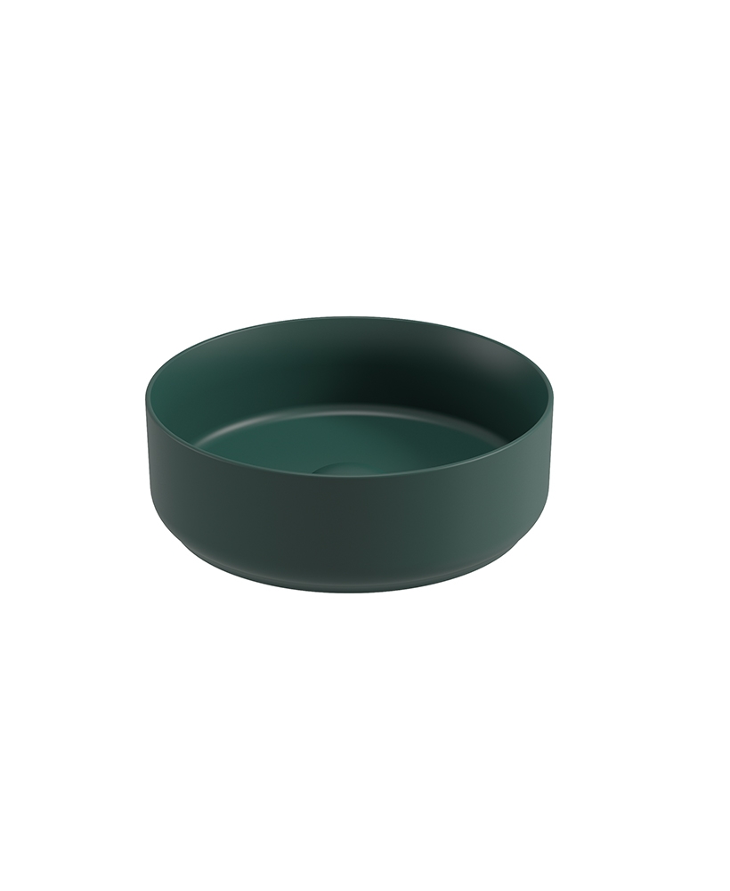 Avanti Round 36cm Vessel Basin with Ceramic Click Clack Waste - Forest Green