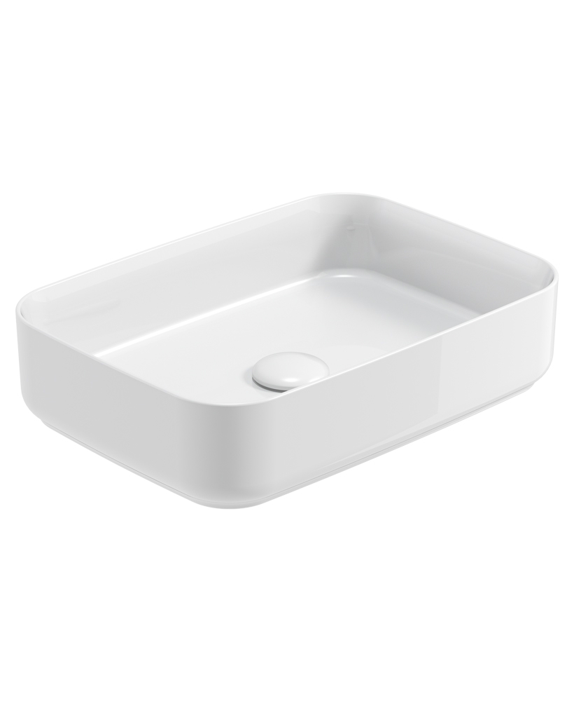 Avanti Rectangle 50cm Vessel Basin with Ceramic Click Clack Waste - Ceramic White