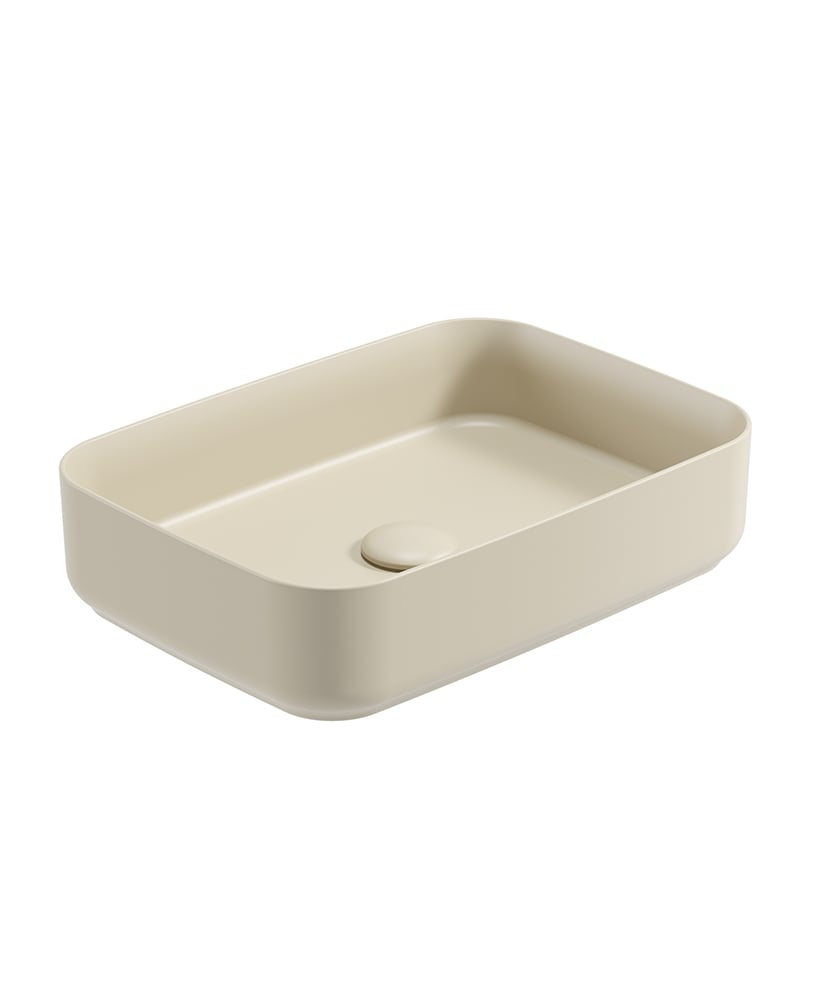 Avanti Rectangle 50cm Vessel Basin with Ceramic Click Clack Waste - Ivory