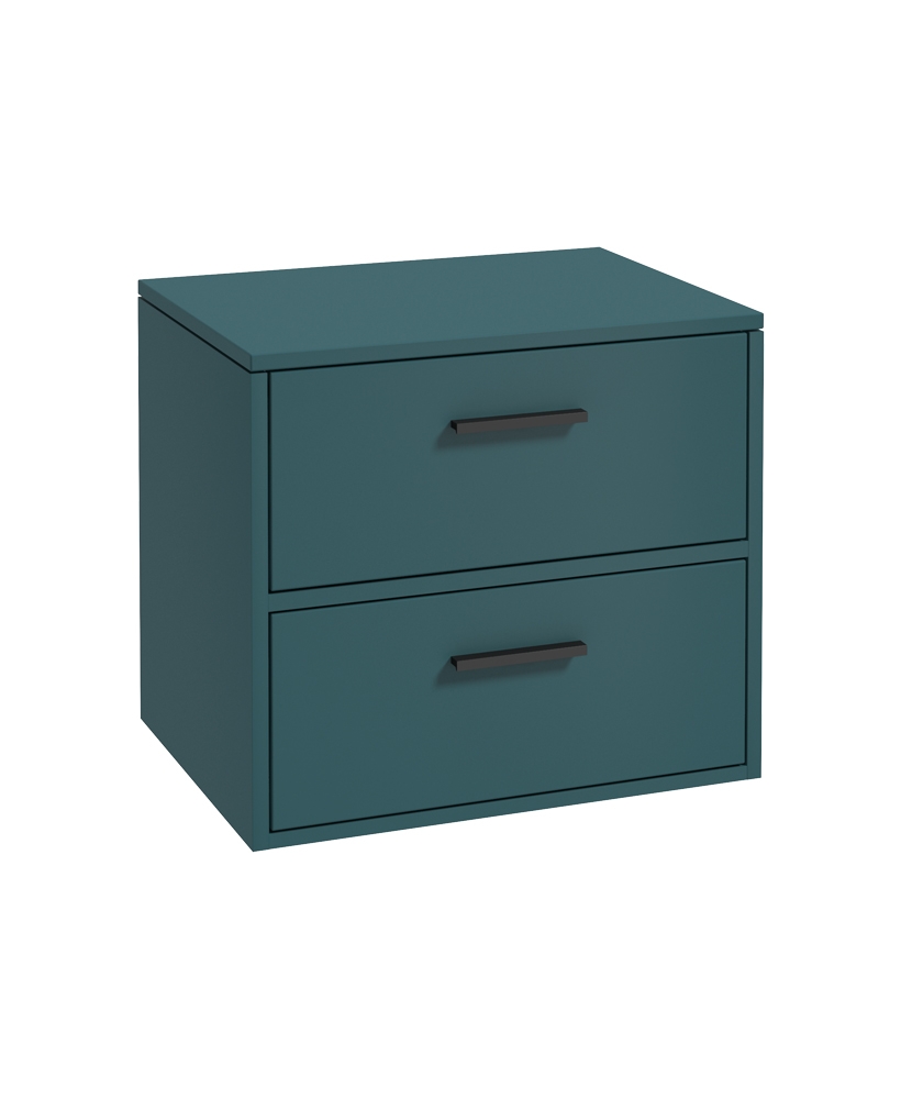 Finland 60cm Unit with Counter Top Black Handle Matt Ocean Blue