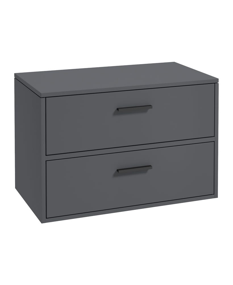 Finland 80cm Unit with Counter Top Black Handle Matt Midnight Grey