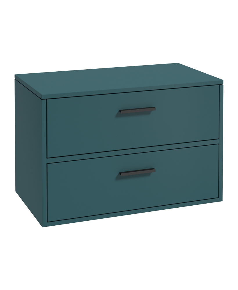 Finland 80cm Unit with Counter Top Black Handle Matt Ocean Blue