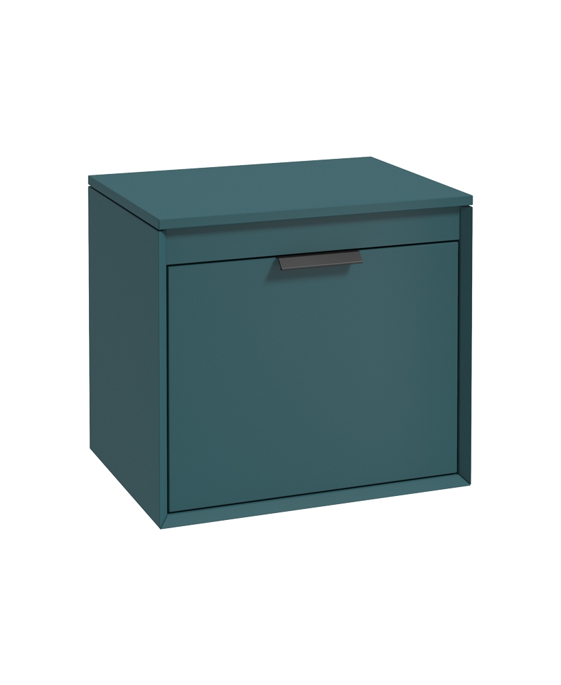 Fjord 60cm Unit with Counter Top Black Handle Matt Ocean Blue