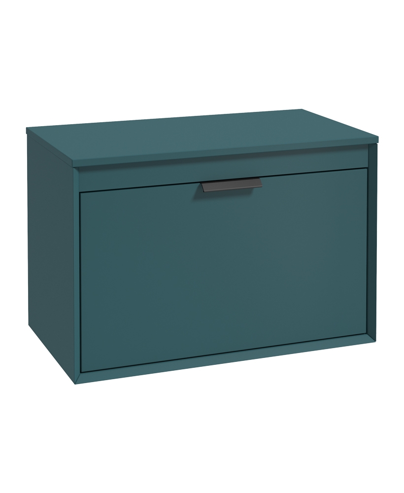 Fjord 80cm Unit with Counter Top Black Handle Matt Ocean Blue