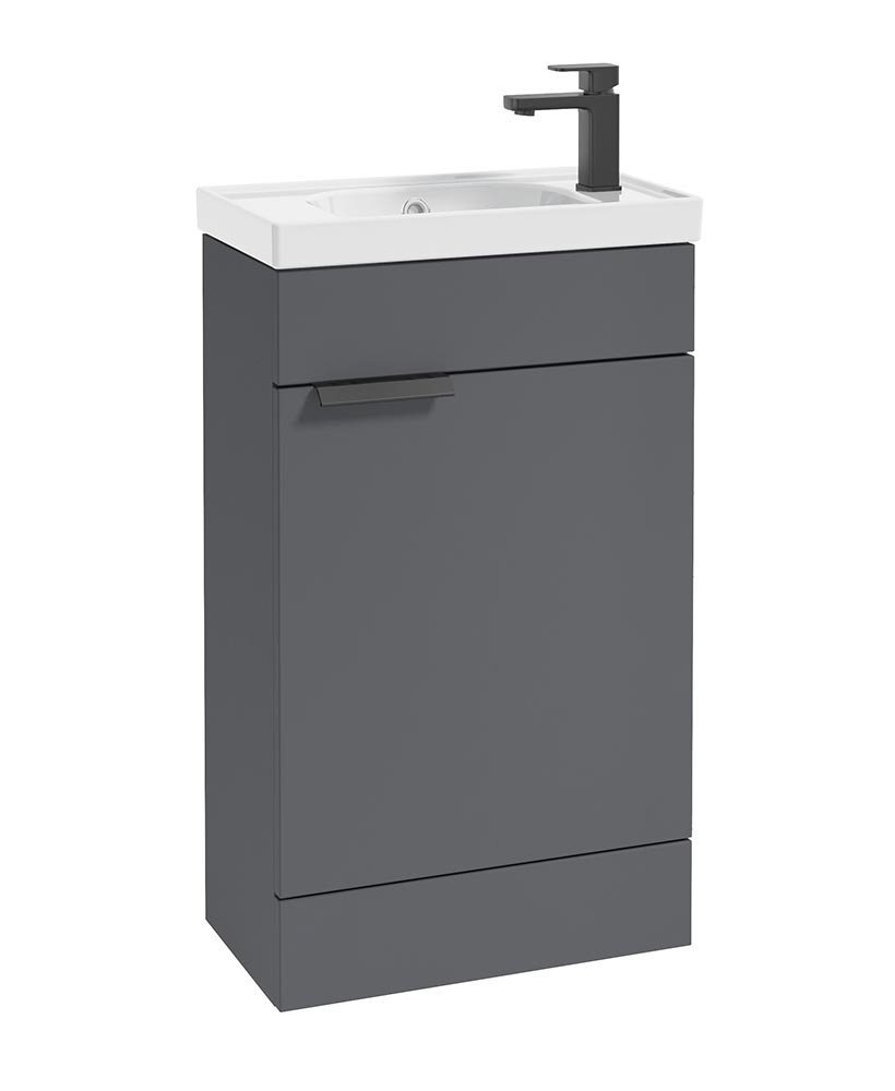 Stockholm 50cm Floor Standing Cloakroom Unit Black Handle Matt Midnight Grey