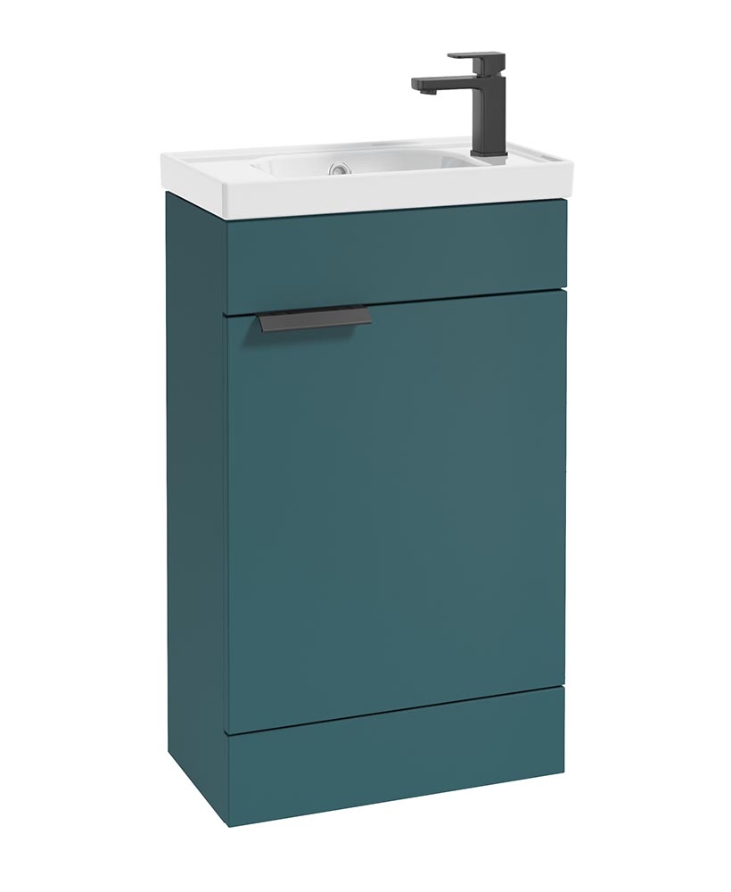 Stockholm 50cm Floor Standing Cloakroom Unit Black Handle Matt Ocean Blue