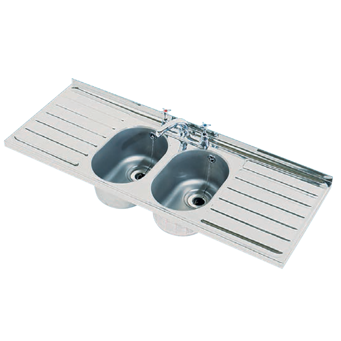 Brou 1400x465mm Double Bowl Double Drainer Sink