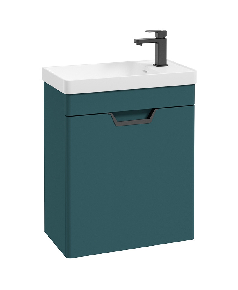 Freya 55cm 1 Door Cloakroom Wall Hung Vanity Unit Matt Ocean Blue-Matt Black Handle