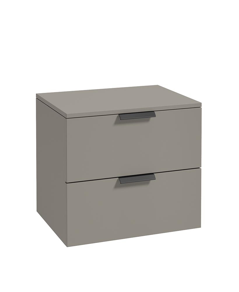 Stockholm 60cm Unit with Counter Top Black Handle Matt Khaki