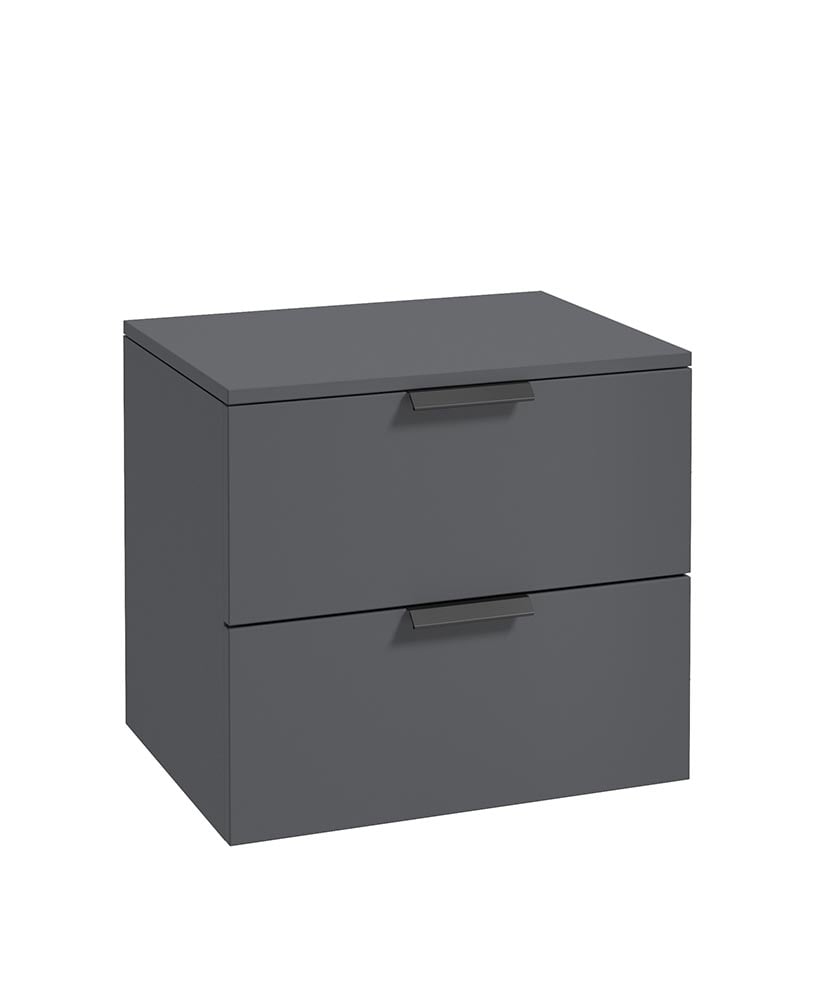 Stockholm 60cm Unit with Counter Top Black Handle Matt Midnight Grey