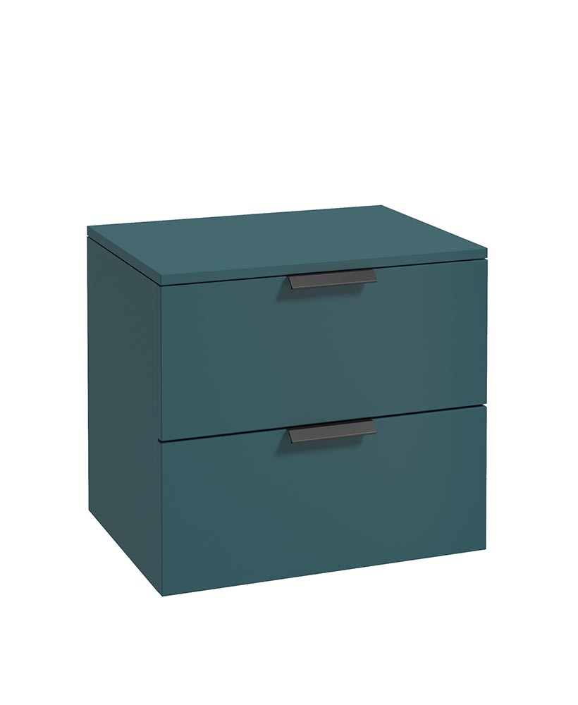 Stockholm 60cm Unit with Counter Top Black Handle Matt Ocean Blue