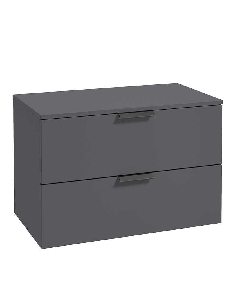 Stockholm 80cm Unit with Counter Top Black Handle Matt Midnight Grey