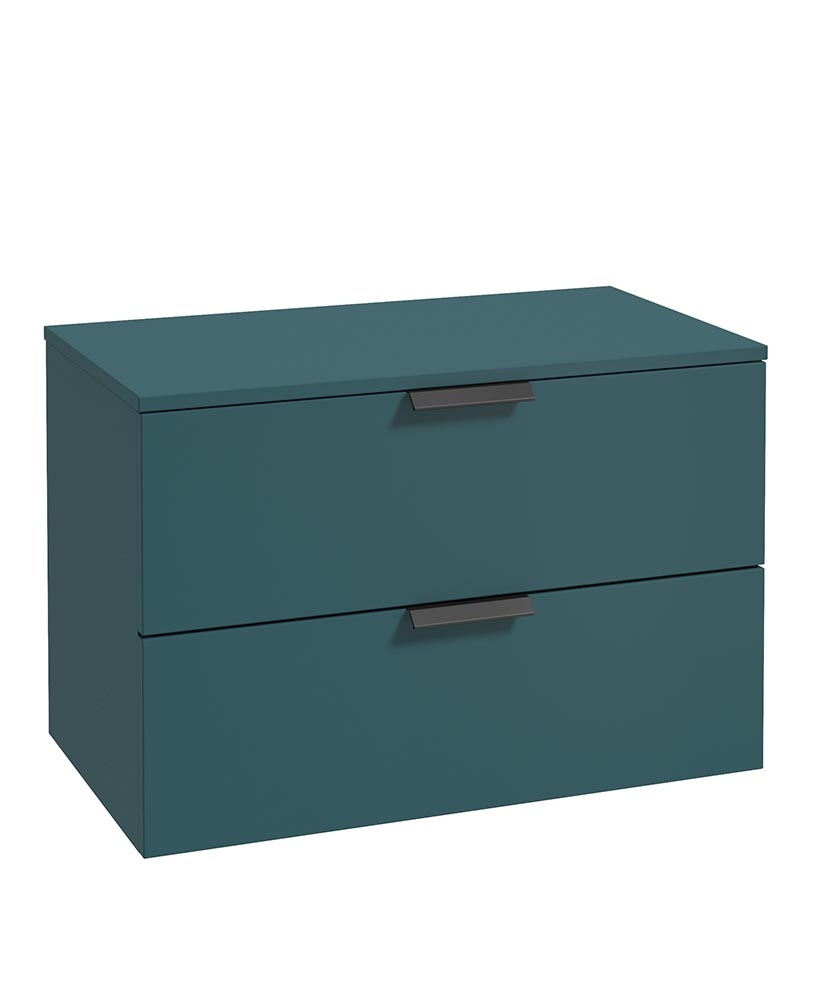 Stockholm 80cm Unit with Counter Top Black Handle Matt Ocean Blue