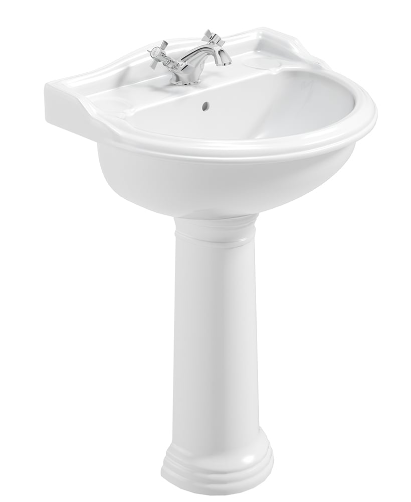 Cambridge 50cm 1TH Basin & Full Pedestal