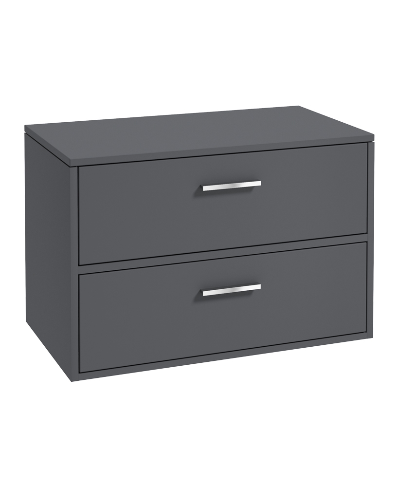 Finland 80cm Unit with Counter Top Chrome Handle Matt Midnight Grey