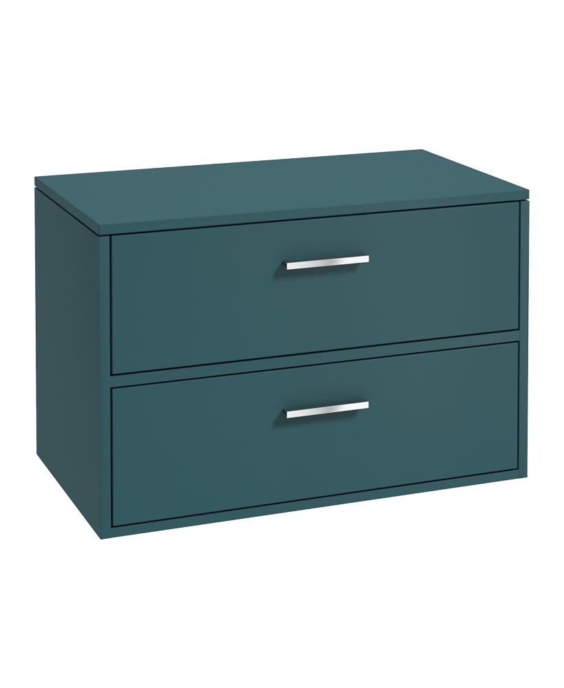 Finland 80cm Unit with Counter Top Chrome Handle Matt Ocean Blue