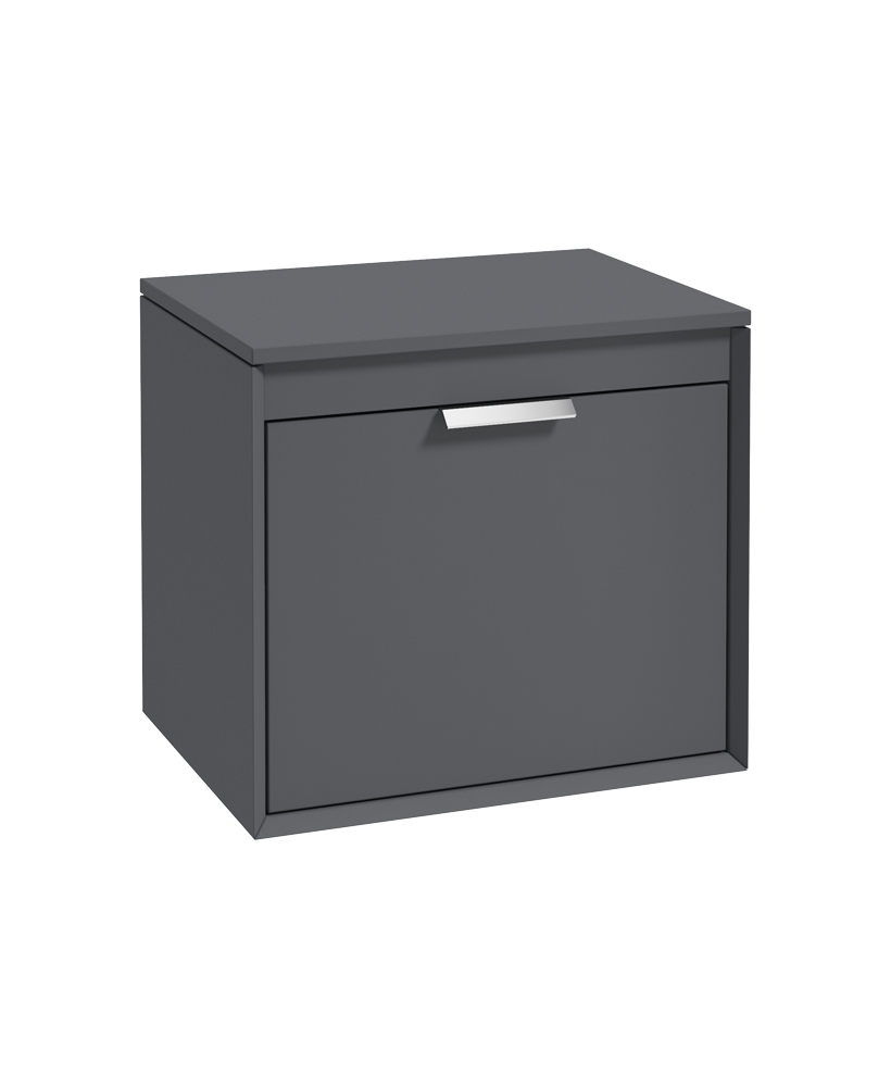 Fjord 60cm Unit with Counter Top Chrome Handle Matt Midnight Grey