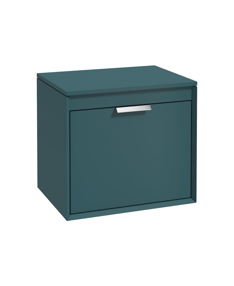 Fjord 60cm Unit with Counter Top Chrome Handle Matt Ocean Blue