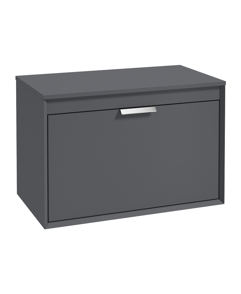 Fjord 80cm Unit with Counter Top Chrome Handle Matt Midnight Grey