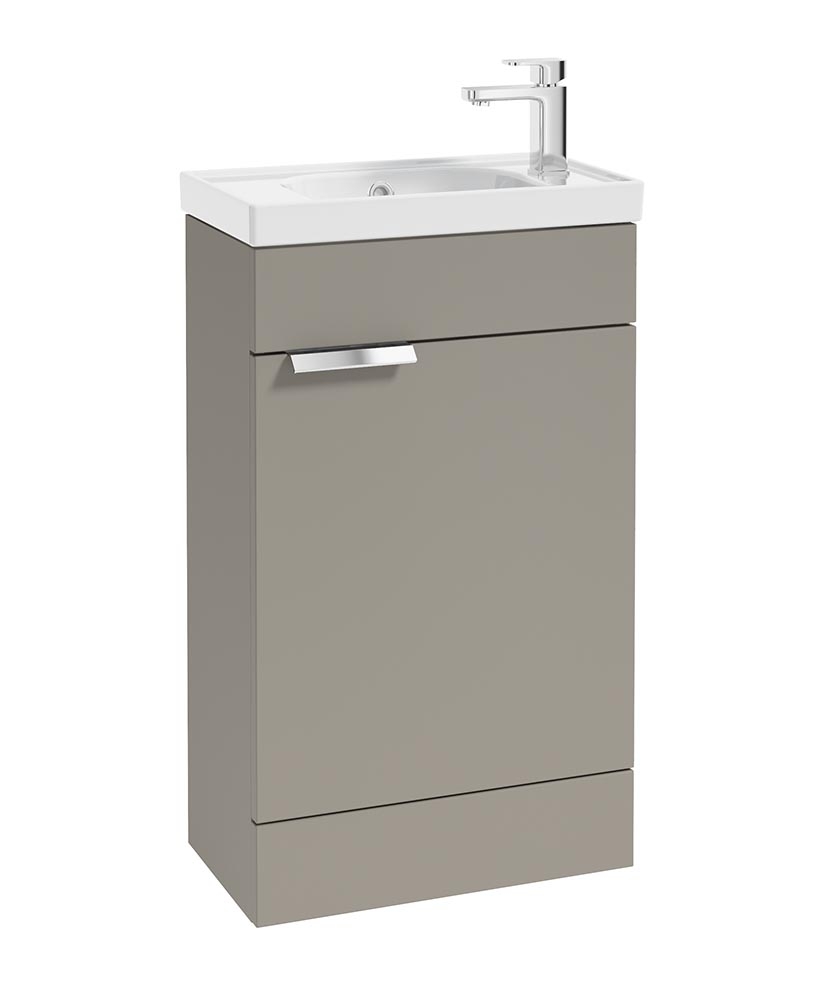 Stockholm 50cm Floor Standing Cloakroom Unit Chrome Handle Matt Khaki