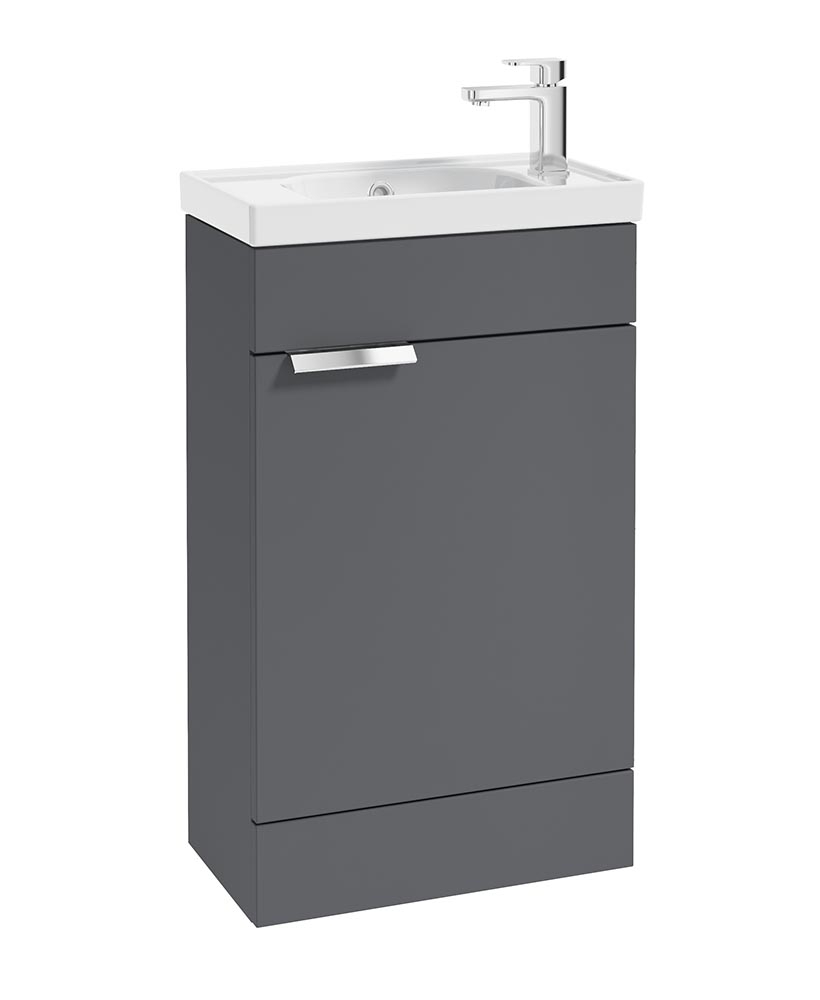 Stockholm 50cm Floor Standing Cloakroom Unit Chrome Handle Matt Midnight Grey