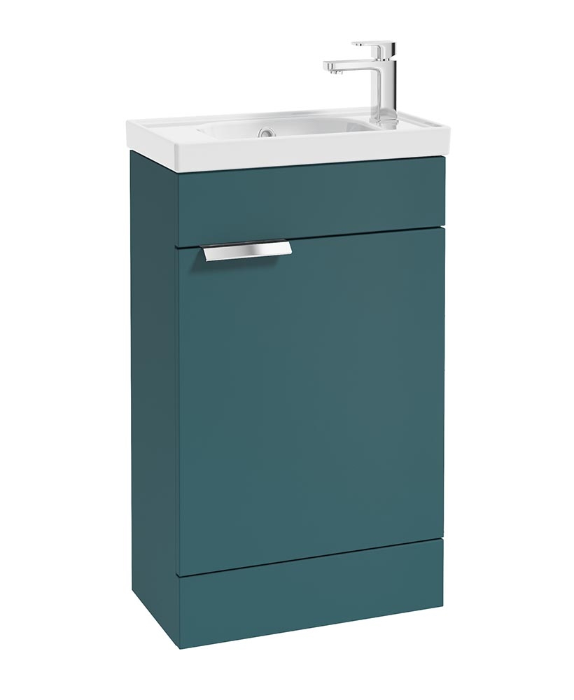 Stockholm 50cm Floor Standing Cloakroom Unit Chrome Handle Matt Ocean Blue