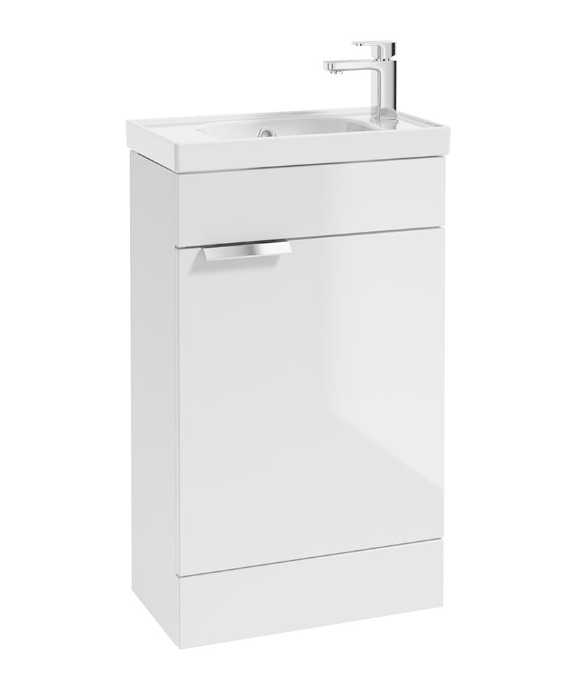 Stockholm 50cm Floor Standing Cloakroom Unit Chrome Handle Gloss White