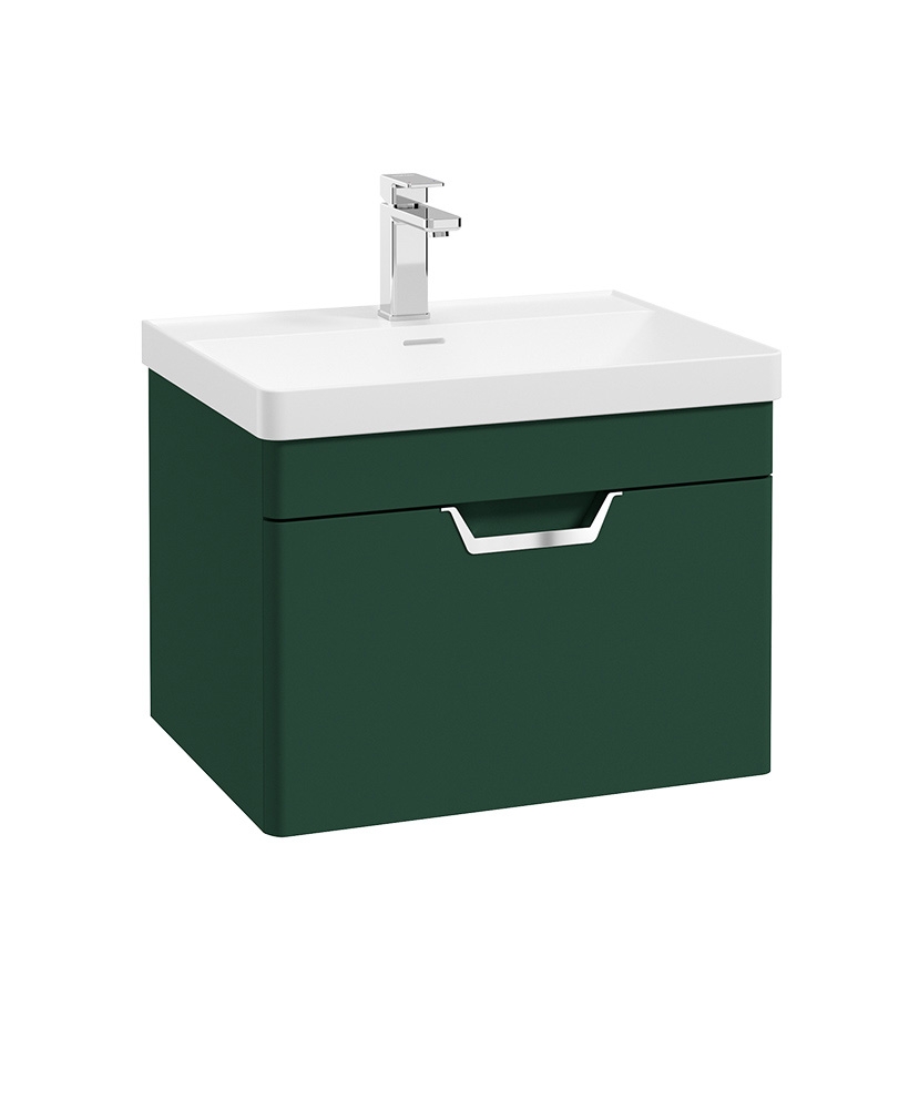 Freya 60cm 1 Drawer Wall Hung Vanity Unit Matt Wreath Green-Chrome Handle