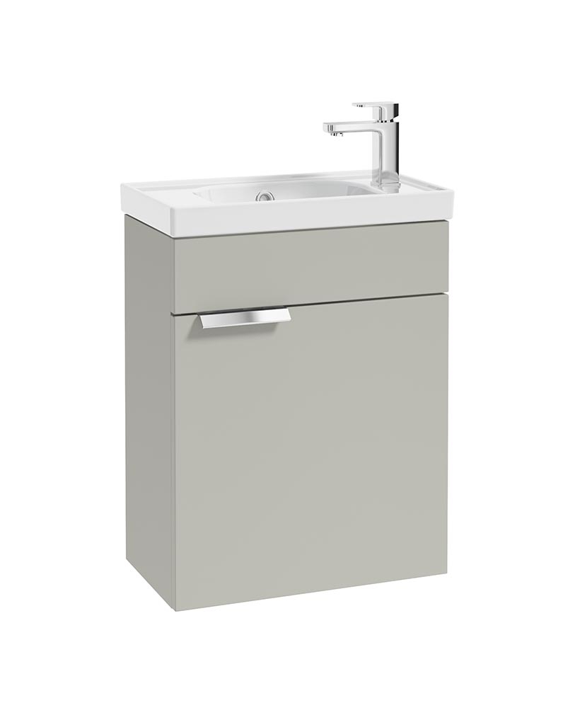 Stockholm 50cm Wall Hung Cloakroom Unit Chrome Handle Matt Arctic Grey