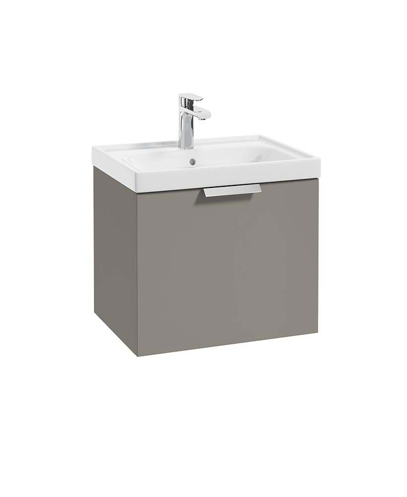 Stockholm Khaki Matt 50cm Wall Hung Vanity Unit - Brushed Chrome Handle