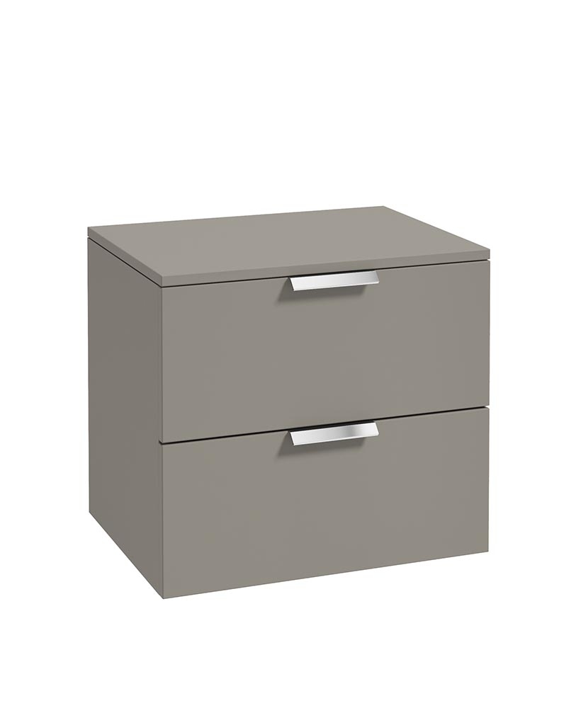 Stockholm 60cm Unit with Counter Top Chrome Handle Matt Khaki