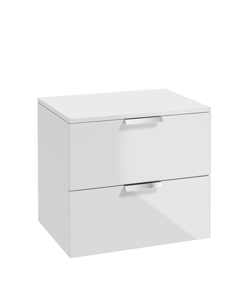 Stockholm 60cm Unit with Counter Top Chrome Handle Gloss White