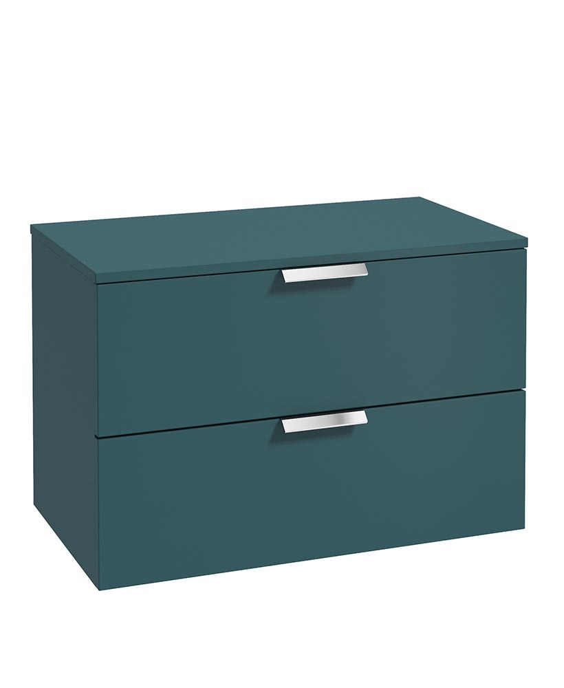 Stockholm 80cm Unit with Counter Top Chrome Handle Matt Ocean Blue