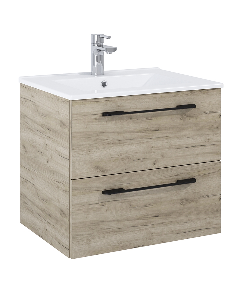 Otto Plus Craft Oak 60cm 2 Drawer Wall Hung Vanity Unit - D46cm